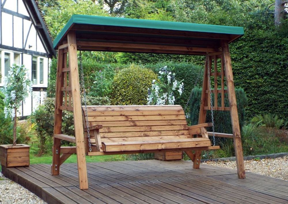 Dorset Three Seat Garden Swing Green - Garden Chairs from Charles Taylor Trading