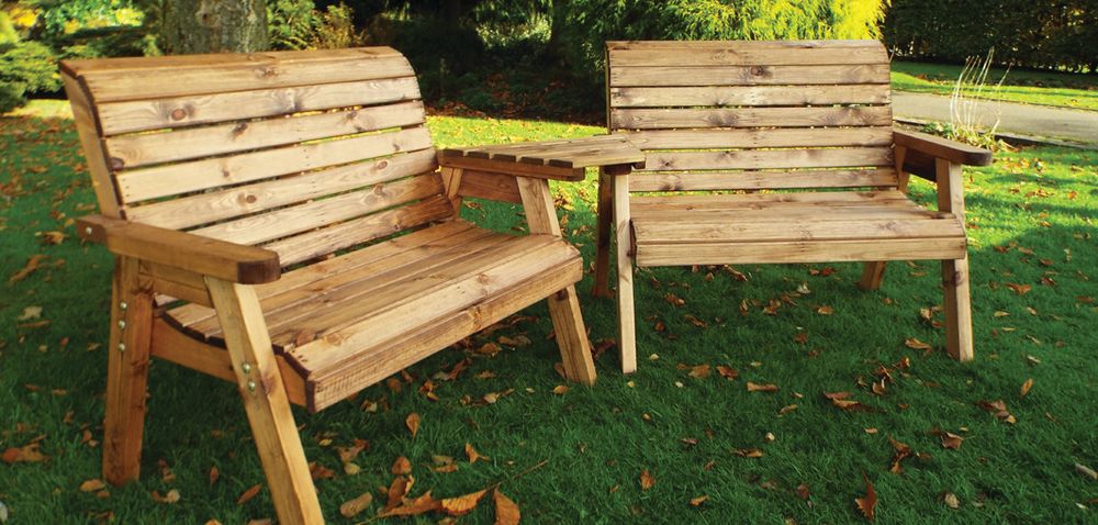 Twin Bench Garden Set Angled - Garden Set from Charles Taylor Trading