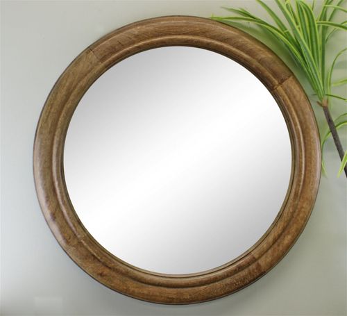 Mango Wood Circular Wall Mirror, 53cm - Mirror from Country Cottage