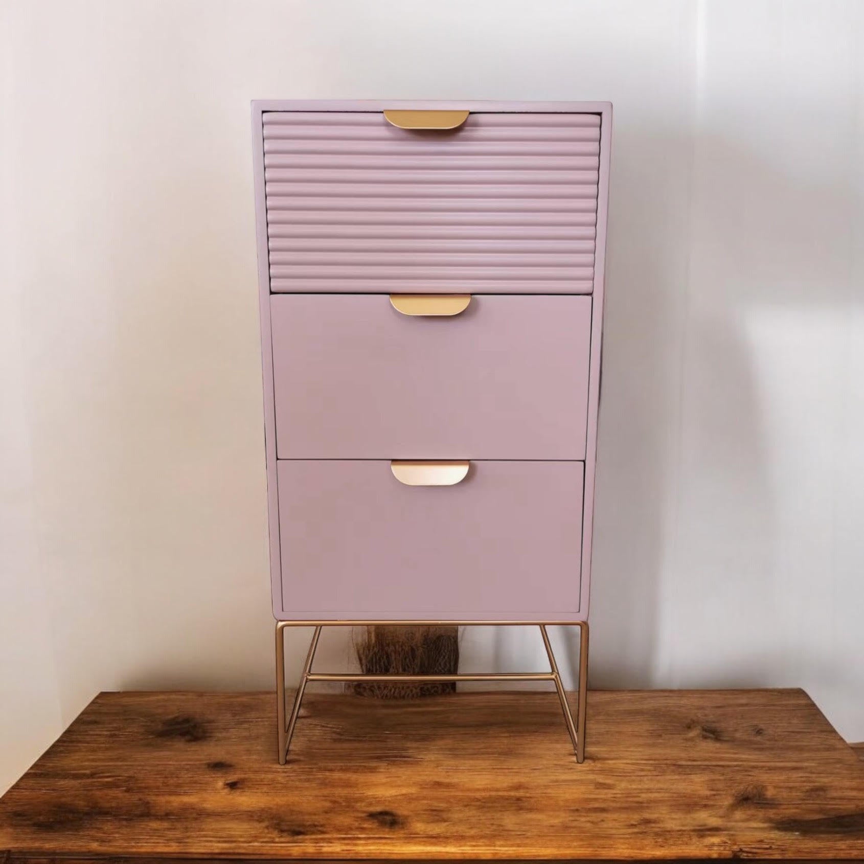Chic Pink Nightstand 64cm Three Drawer For Kids - MSL - Home Symphony