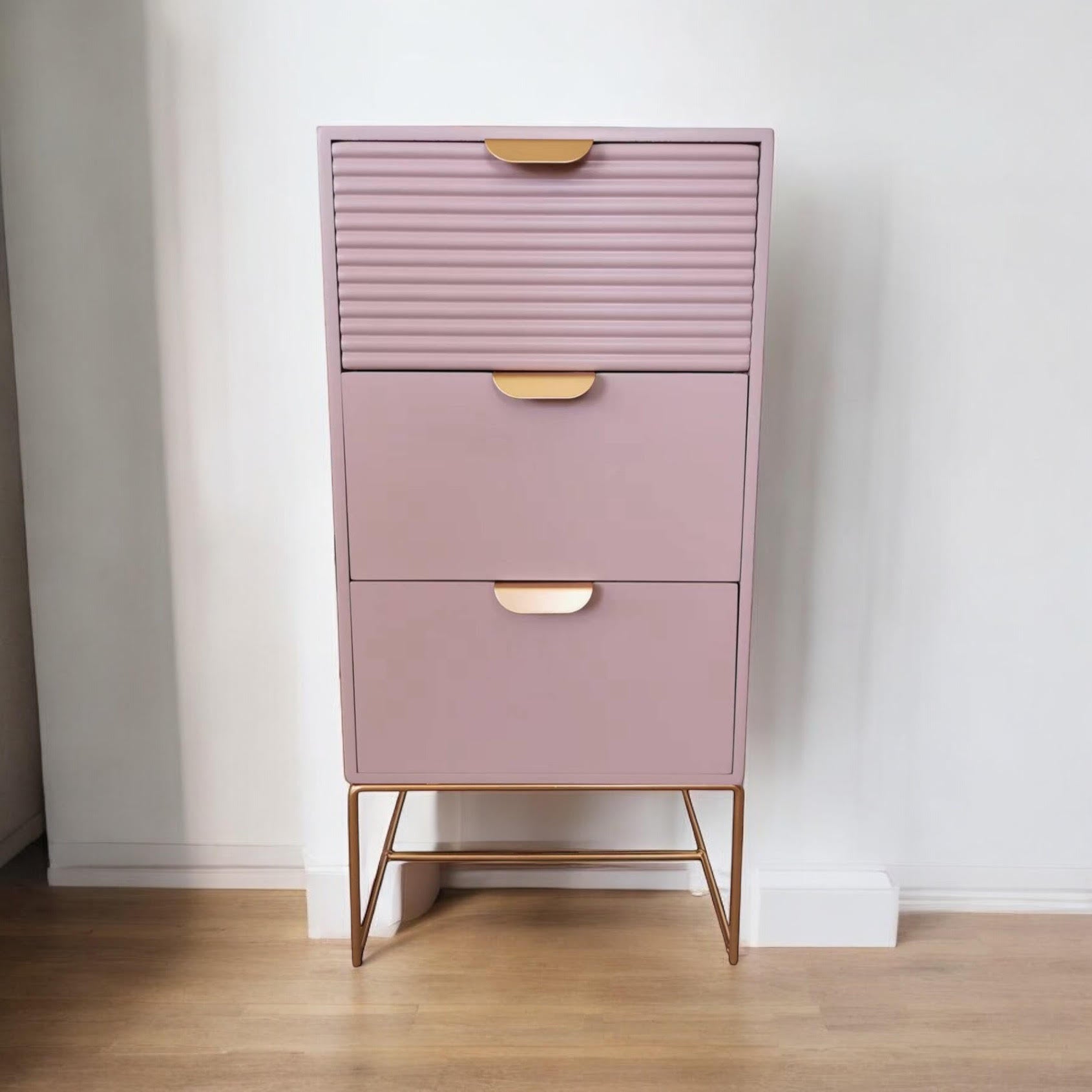 Chic Pink Nightstand 64cm Three Drawer For Kids - MSL - Home Symphony
