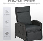 Outsunny Outdoor Recliner Chair with Cushion Rattan Reclining Lounge Chair by Outsunny