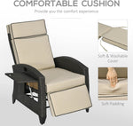 Outsunny Outdoor Recliner Chair with Cushion Rattan Reclining Lounge Chair by Outsunny
