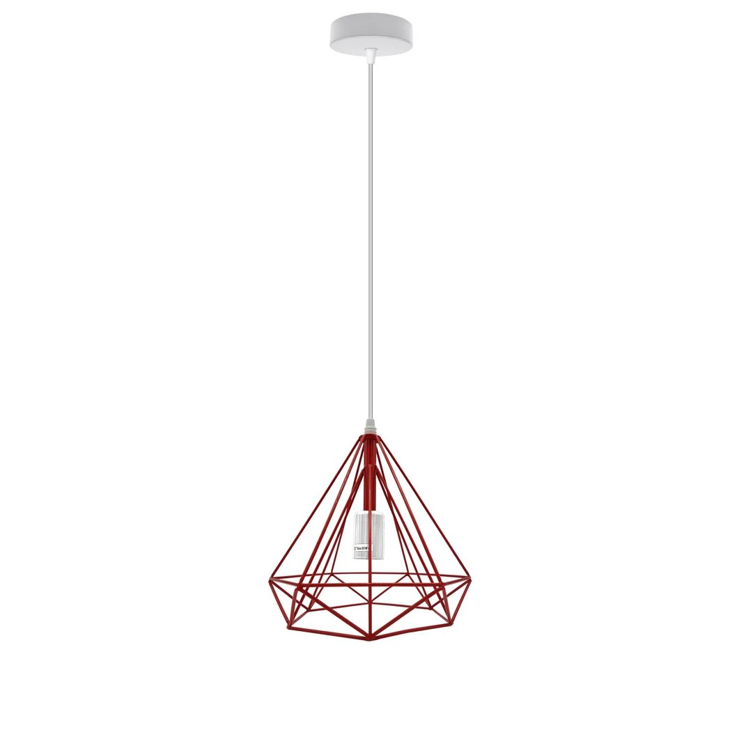 LEDSONE Red Vintage Industrial Pendant Lamp Geometric Cage E27 Loft Lighting For Home Decor - Ceiling Lights