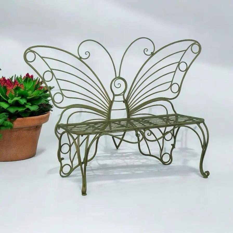 MSL GREEN BUTTERFLY METAL BENCH - Garden Chairs