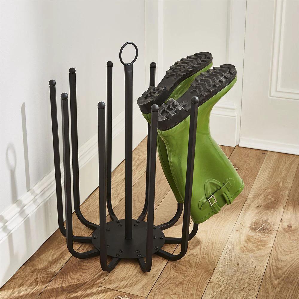 5 Pair Black Round Boot Shoe Rack Welly Holder Stand Storage Organizer by Direct Online Houseware