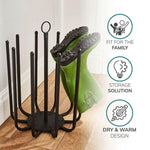 5 Pair Black Round Boot Shoe Rack Welly Holder Stand Storage Organizer by Direct Online Houseware