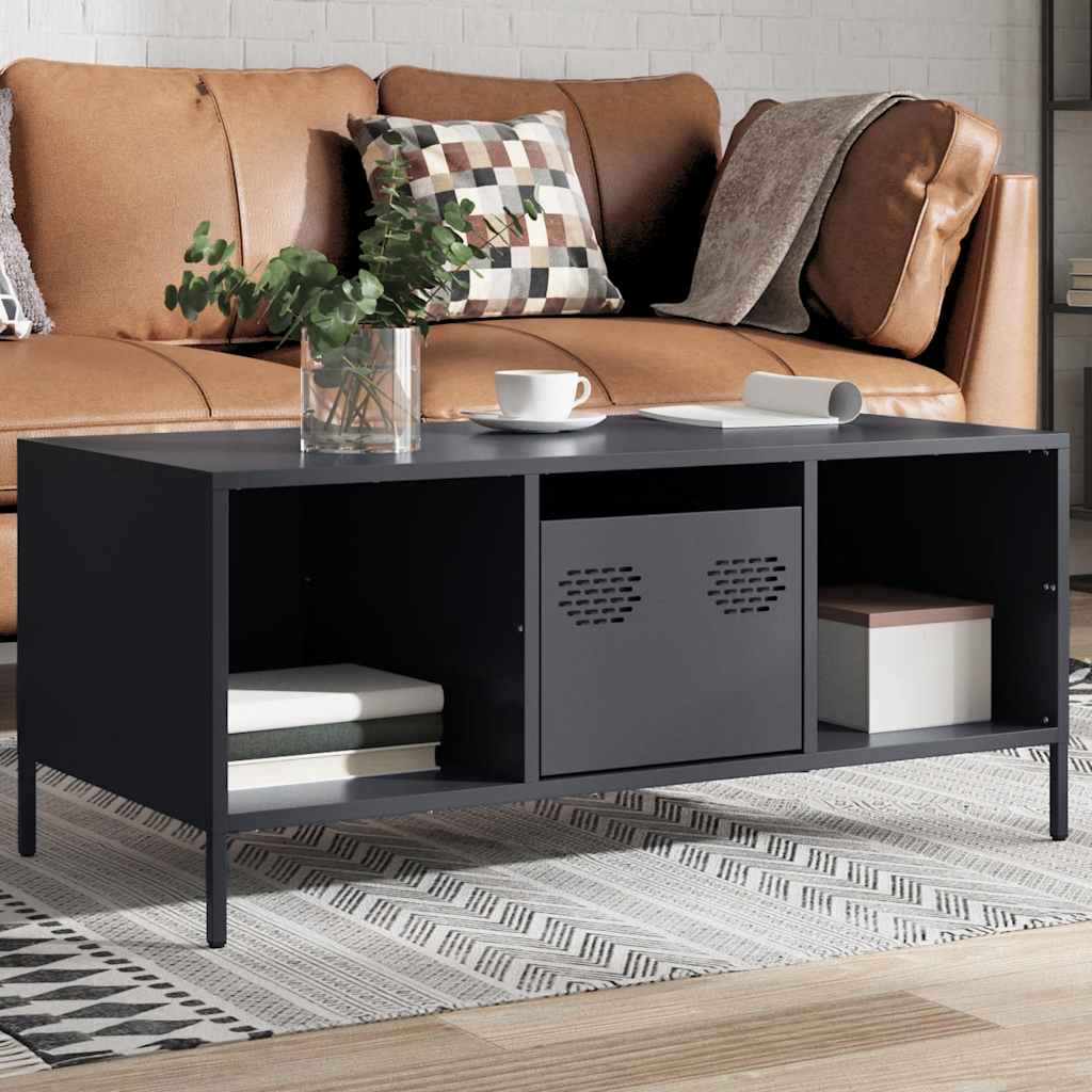 VidaXL Coffee Table 101.5 by 50 by 43.5 cm Anthracite Cold Rolled Steel Industrial Living Room