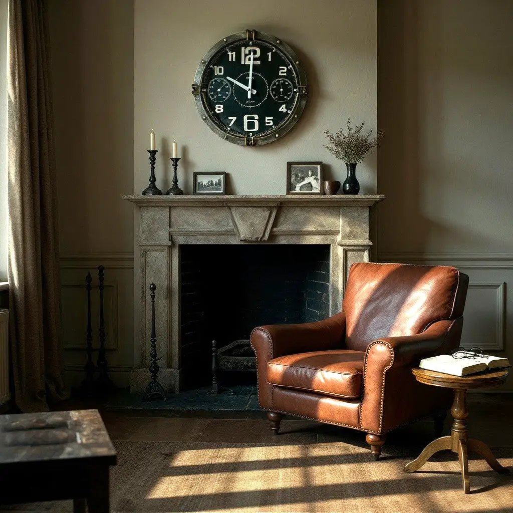 MSL 40CM WALL CLOCK - Brass Fittings - Black Clock Face - Requires 1 X AA Battery - Clock