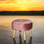 Velvet Pink Stool Compact Cushioned Footrest - MSL - Home Symphony