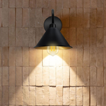 Black Gold Wall Sconce Cone Shade Dimmable For Home by Home Symphony on brick wall with warm gold interior.
