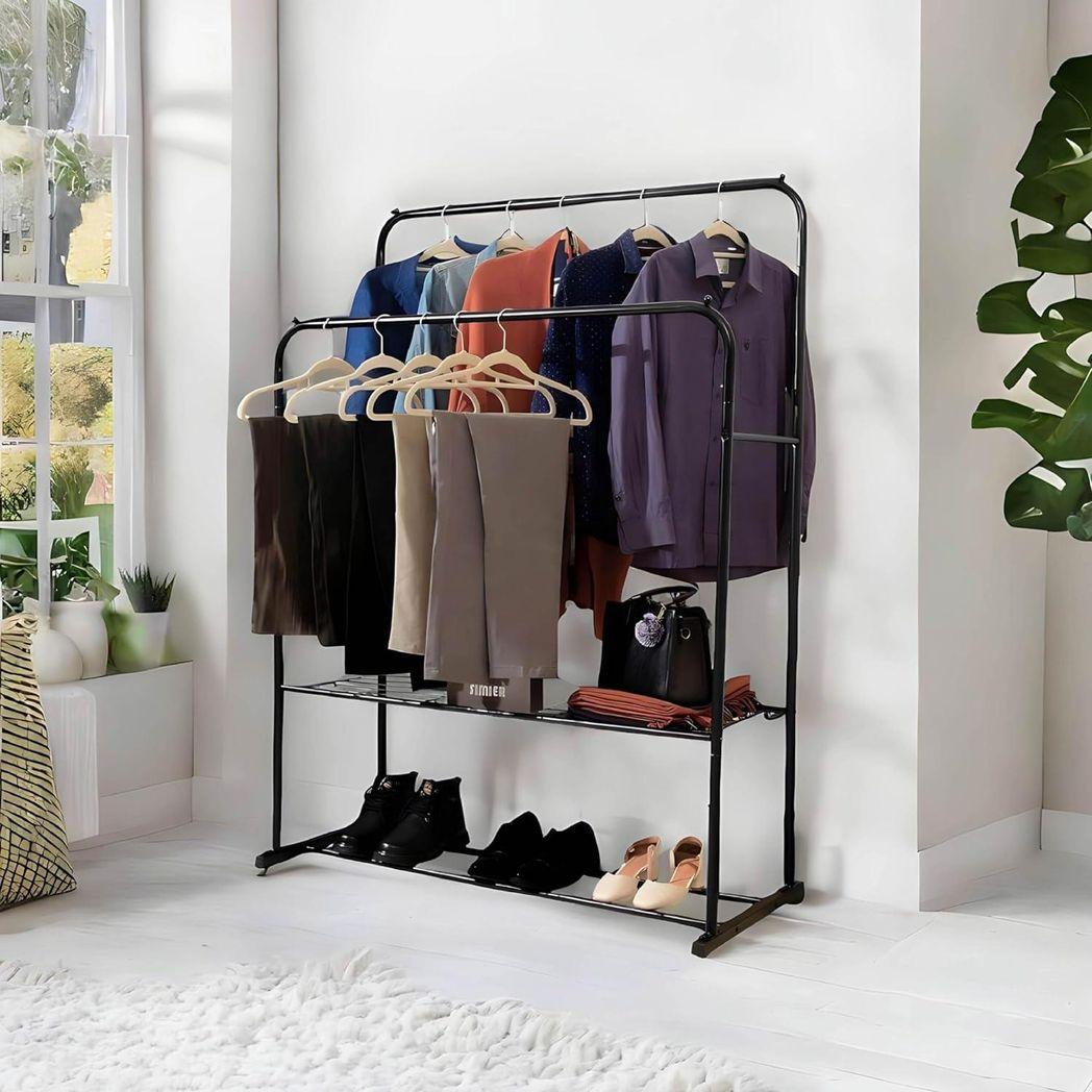 Sturdy Double Clothes Rail H153 W110 D50 30kg Capacity Home - Direct Online Houseware - Home Symphony