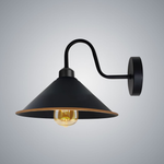 Black Gold Wall Light Medium Swan Neck Cone Shade E27 Home - black wall lamp with swan neck and cone shade