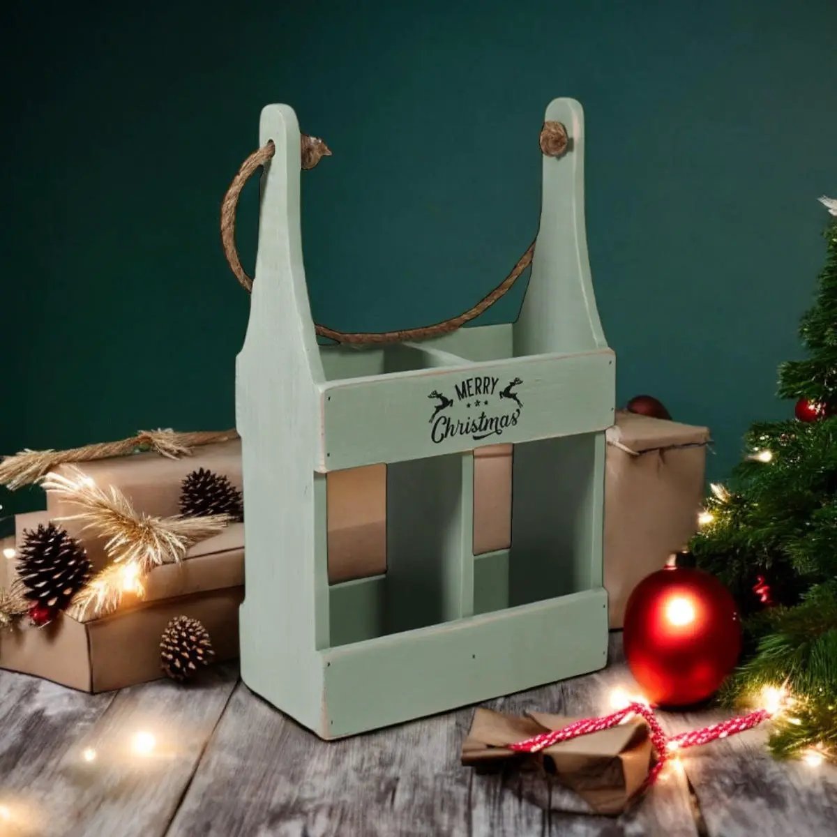 MSL 39CM RUSTIC GREEN 2 BOTTLE WINE HOLDER - Wine Rack