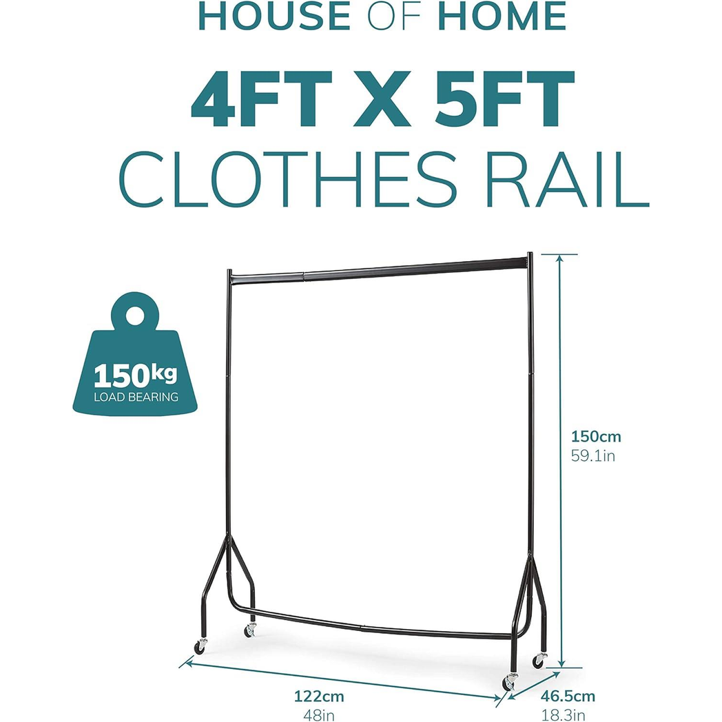 Extra Heavy Duty Clothes Rail 4ft By 5ft Pop Clip Home Use - Direct Online Houseware - Home Symphony