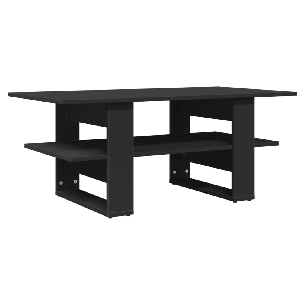 VidaXL Black Coffee Table 102x55x42 cm Engineered Wood Moisture-Resistant With Storage Shelf - vidaXL - Home Symphony