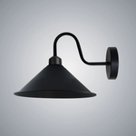 Black Wall Sconce Cone Shade Swan Neck E27 For Living Room by Un-branded