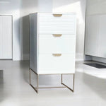 Premium White Wood Bedside Table 64cm Wide Decorative Scalloped Edge Three Drawer For Small Bedrooms by MSL