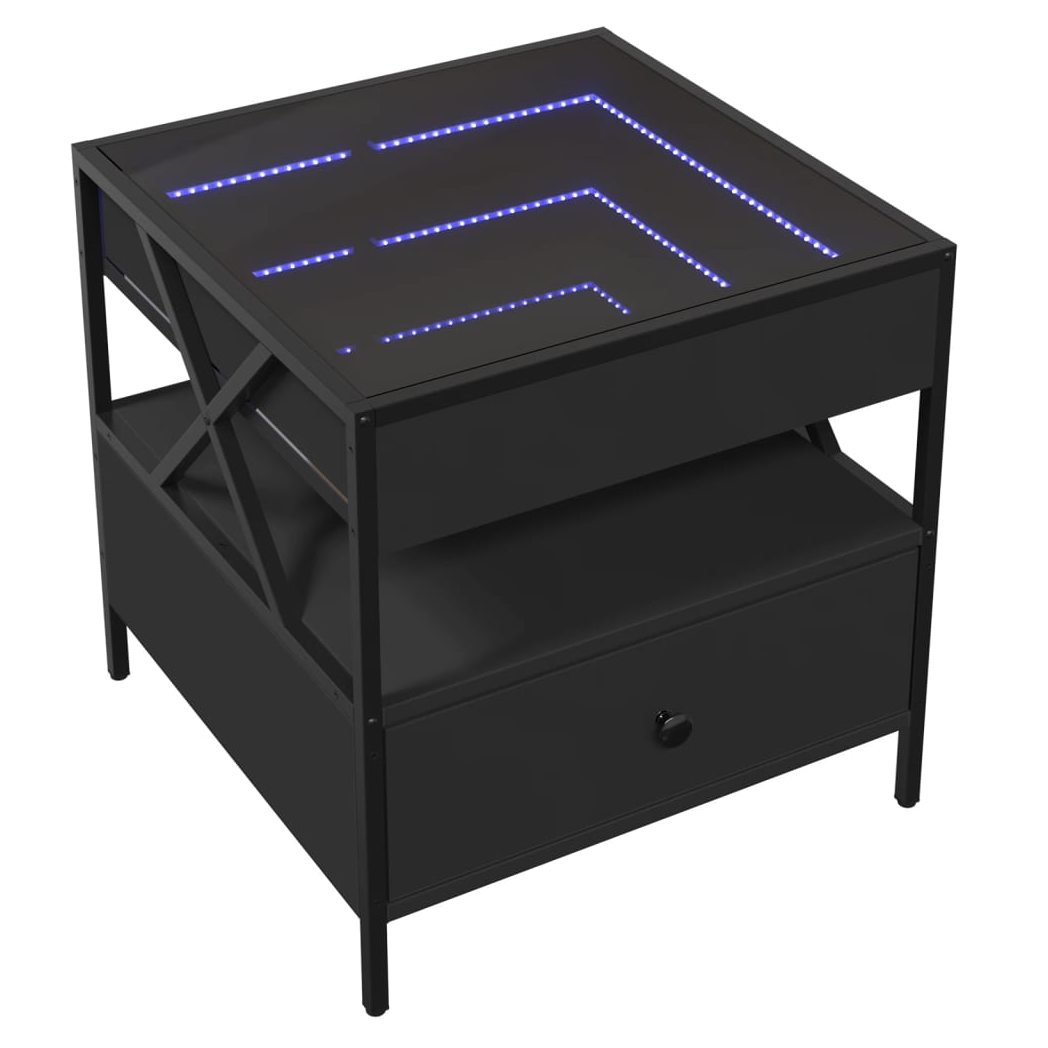 VidaXL Infinity LED Coffee Table 50x50x51 cm Black For Modern Living Room Decor - vidaXL - Home Symphony