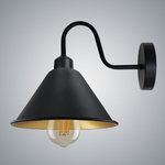 Black Gold Wall Sconce Cone Shade Dimmable For Home by Home Symphony with matte black exterior and gold interior.