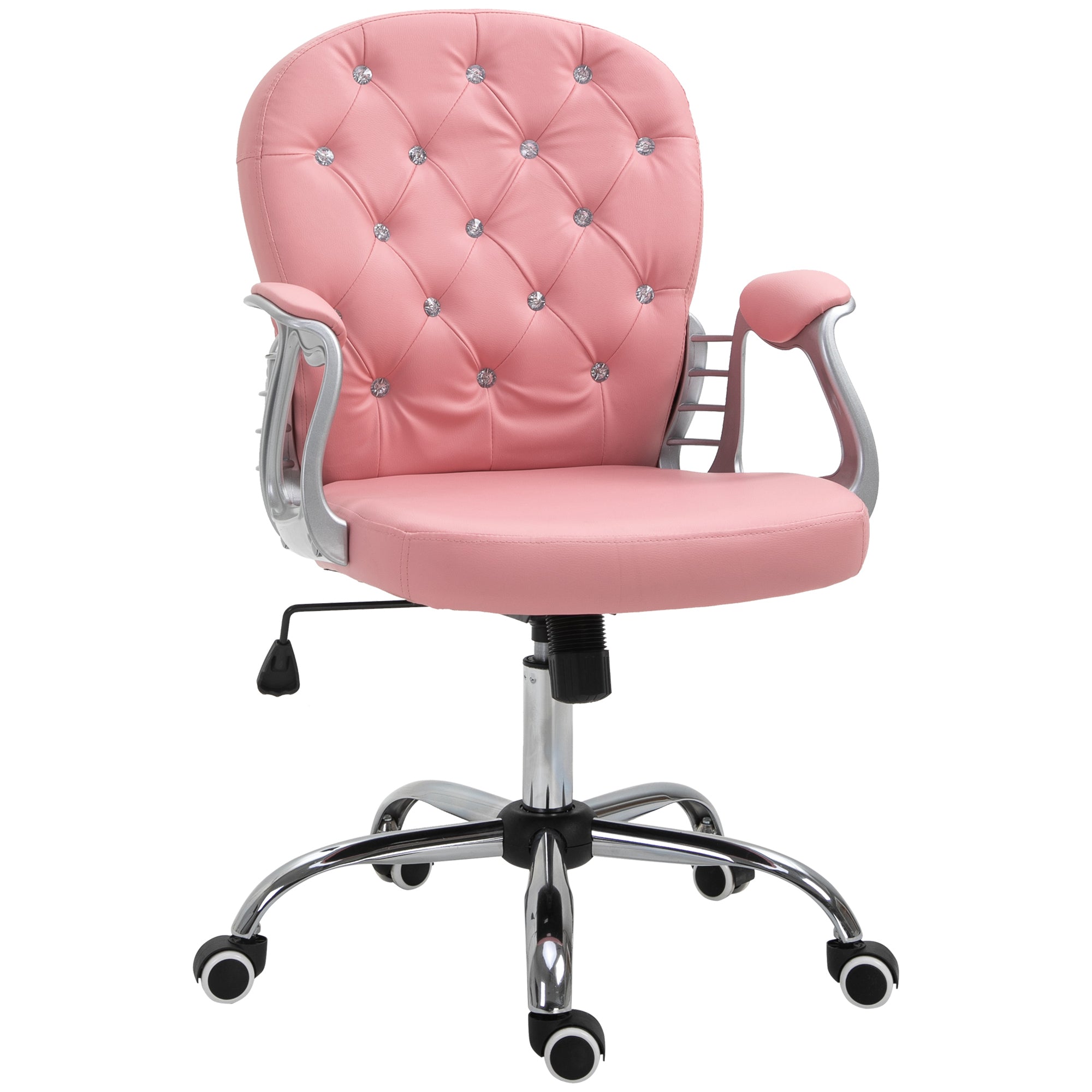 Stylish Vinsetto Office Chair PU Diamante Padded Ergonomic 360° Swivel adds glam and comfort to your workspace.