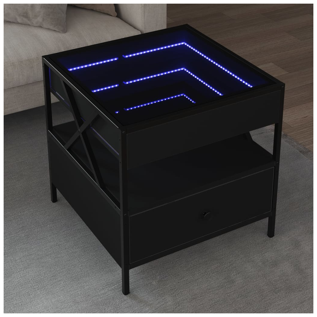 VidaXL Infinity LED Coffee Table 50x50x51 cm Black For Modern Living Room Decor - vidaXL - Home Symphony