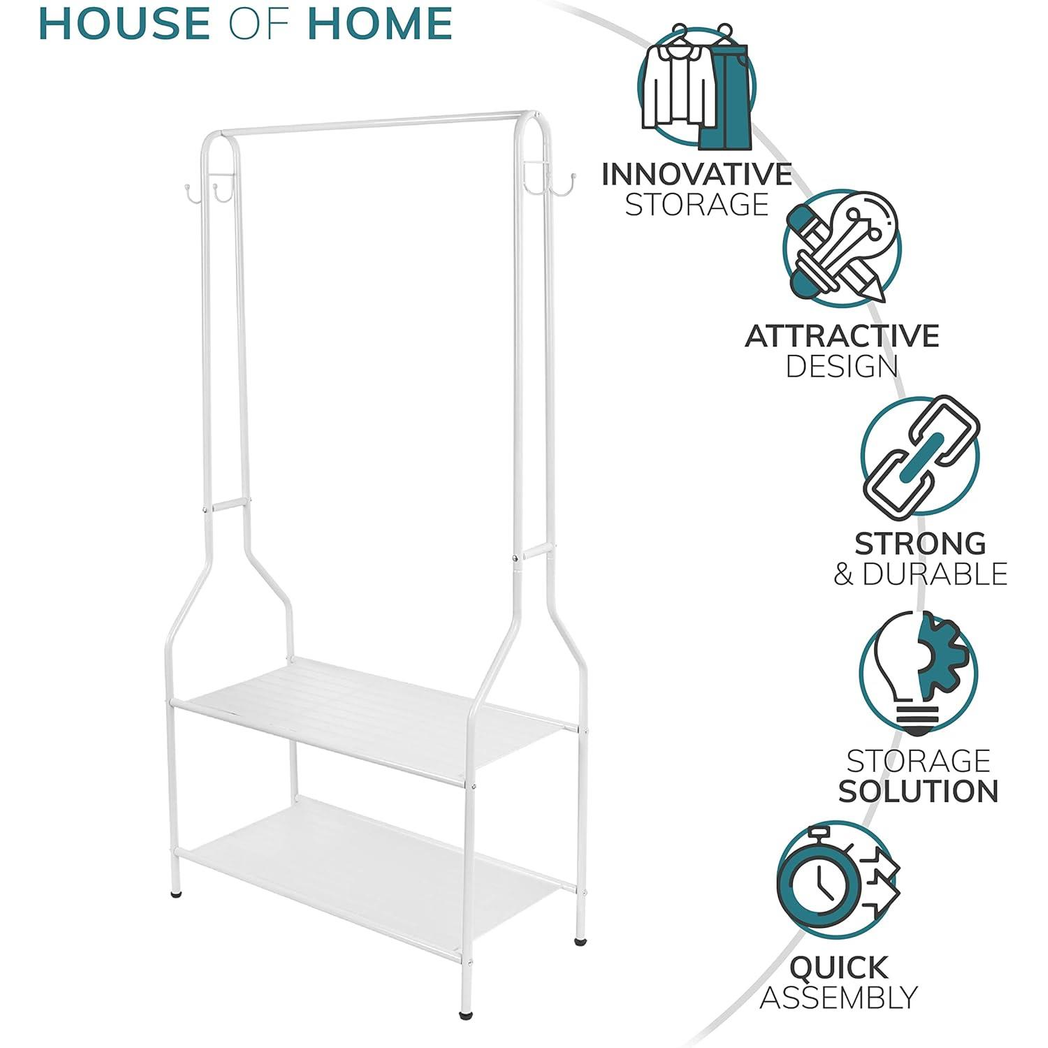 Premium Clothes Rail Two Tier White Powder Coating - House of Home - Home Symphony