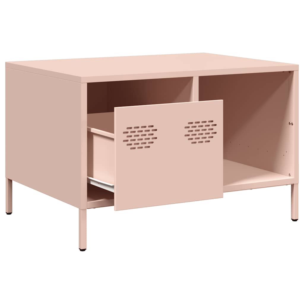 VidaXL Pink Coffee Table 68.5x50x43.5 cm Cold Rolled Steel Industrial Storage Console For Living Room