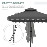 Outsunny Outsunny 2.5m Square Cantilever Garden Parasol Umbrella with Cross Base, Grey - Parasol