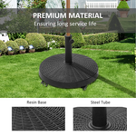 Outsunny Resin Patio Umbrella Base Parasol Stand Weight Deck Holder w/ Wheels Outdoor - Parasol