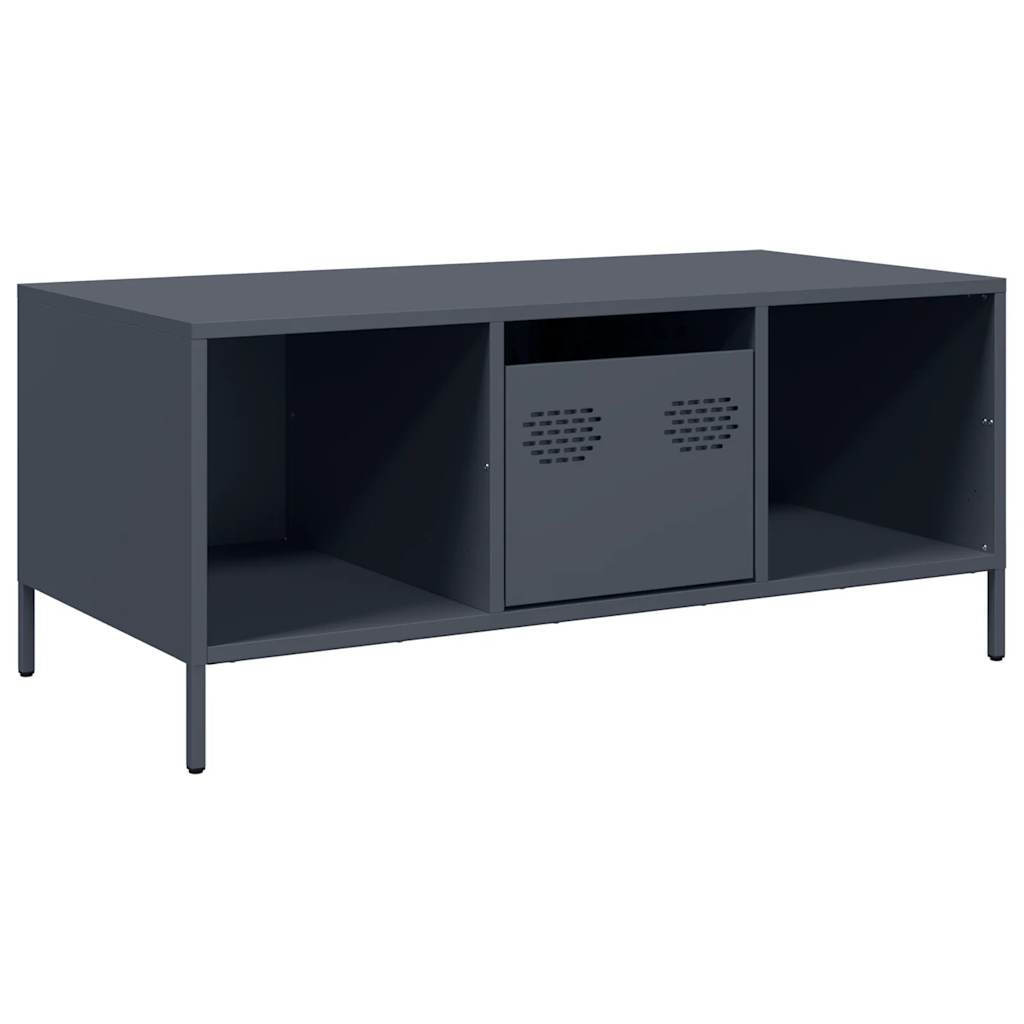 VidaXL Coffee Table 101.5 by 50 by 43.5 cm Anthracite Cold Rolled Steel Industrial Living Room