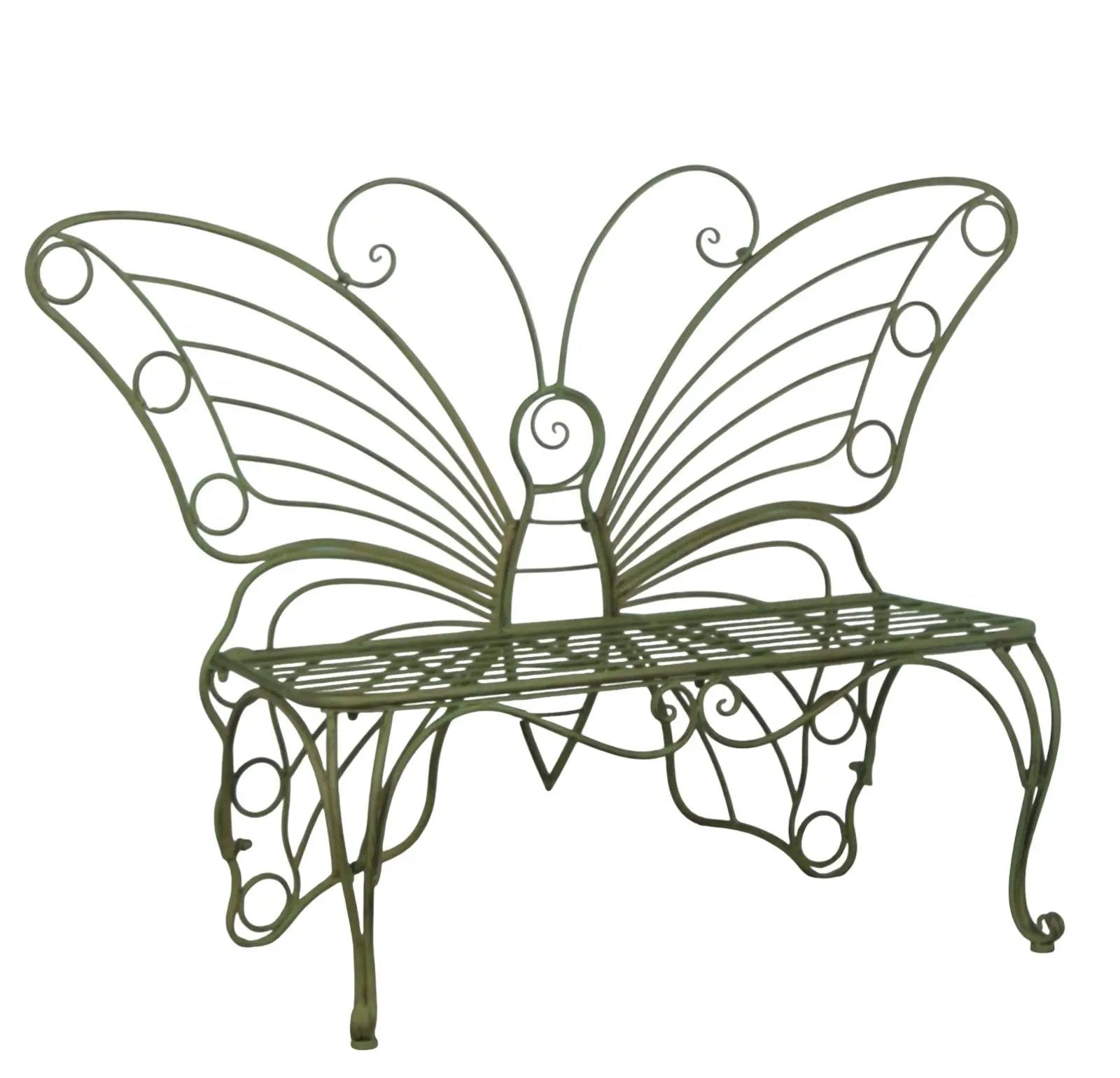 MSL GREEN BUTTERFLY METAL BENCH - Garden Chairs