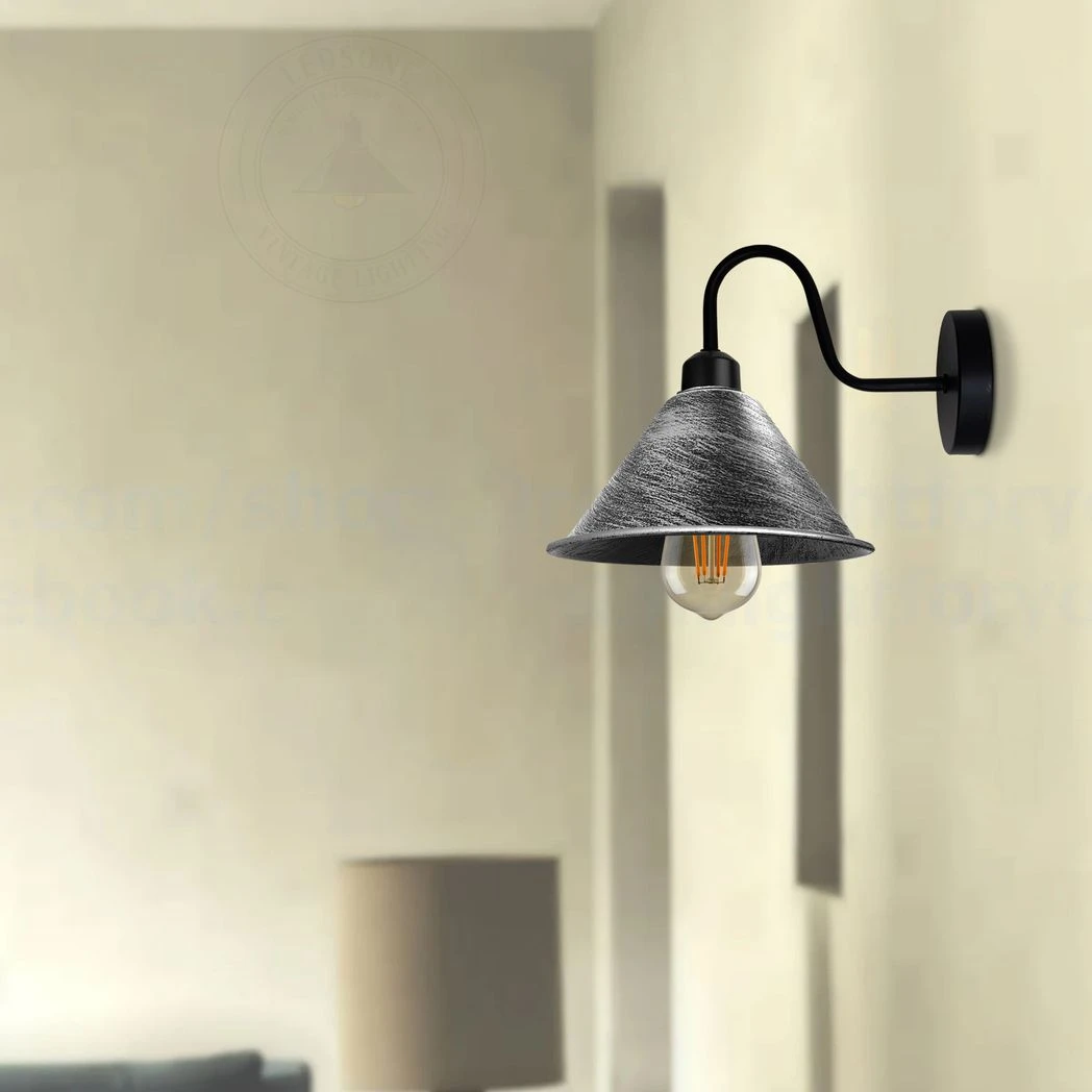 Un-branded Brushed Silver Wall Light Cone Shade E27 Dimmable Hallway - Wall Lights