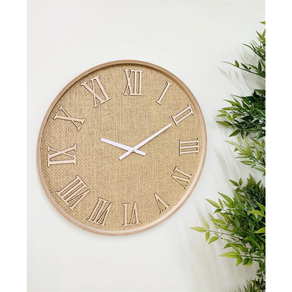 Serenity Hessian Woven Wall Clock 50cm - Clock from gekofaire