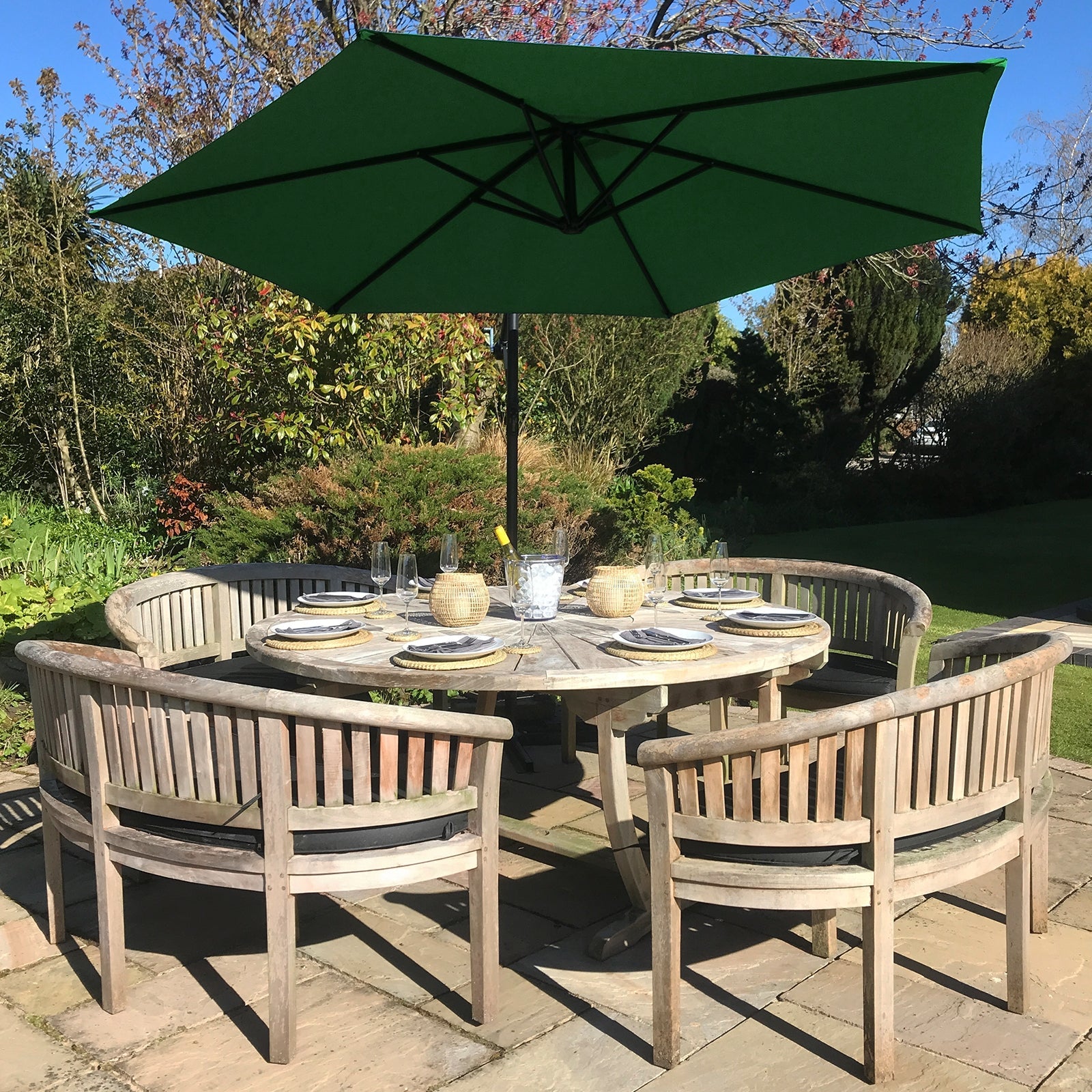 Premium Cantilever Parasol With Crank And Fan Base For Outdoor Gardens And Patios