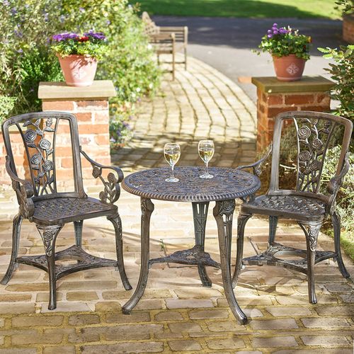 Rose Armchair Bistro Set - Grey - Bistro Sets from Greenhurst