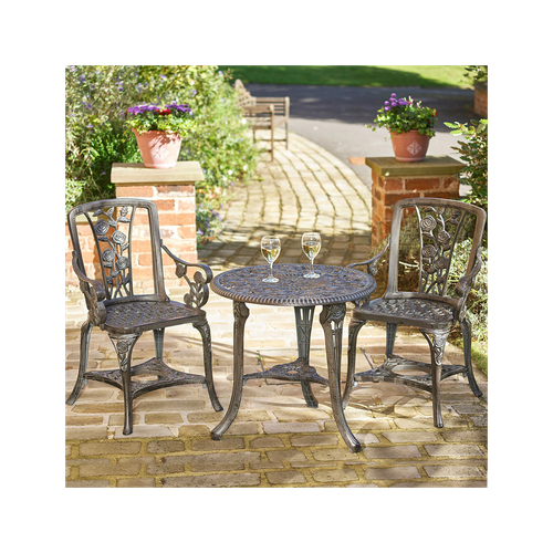 Rose Armchair Bistro Set - Grey - Bistro Sets from Greenhurst