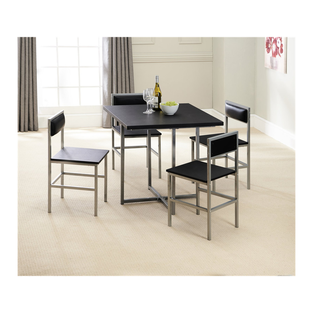 4 Chair Dining Set Black/Silver - Dining Set from Greenhurst