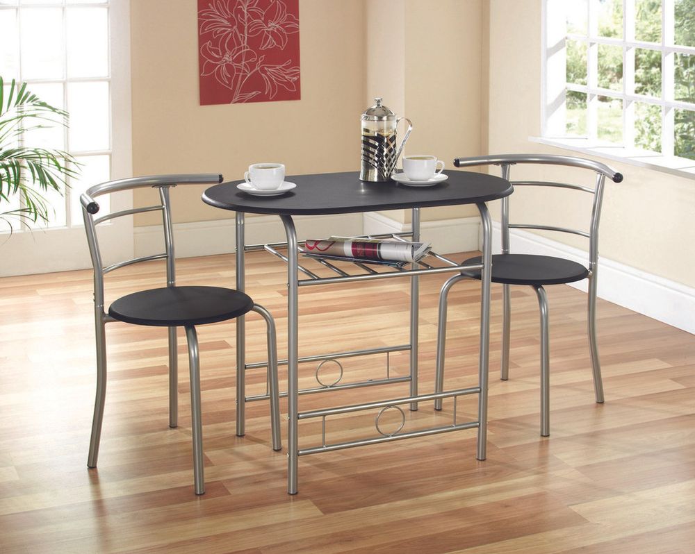 Compact Dining Set - Black/Silver - Dining Set from Greenhurst