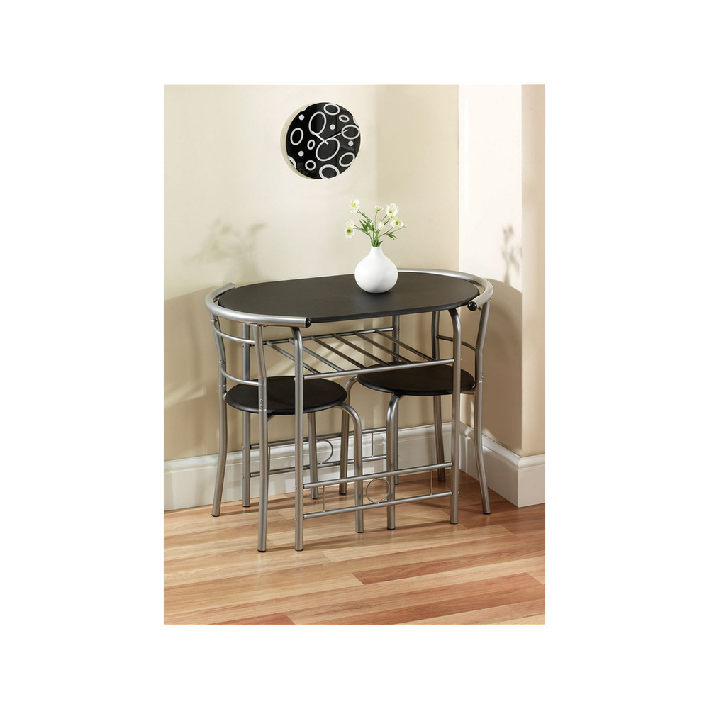 Compact Dining Set - Black/Silver - Dining Set from Greenhurst