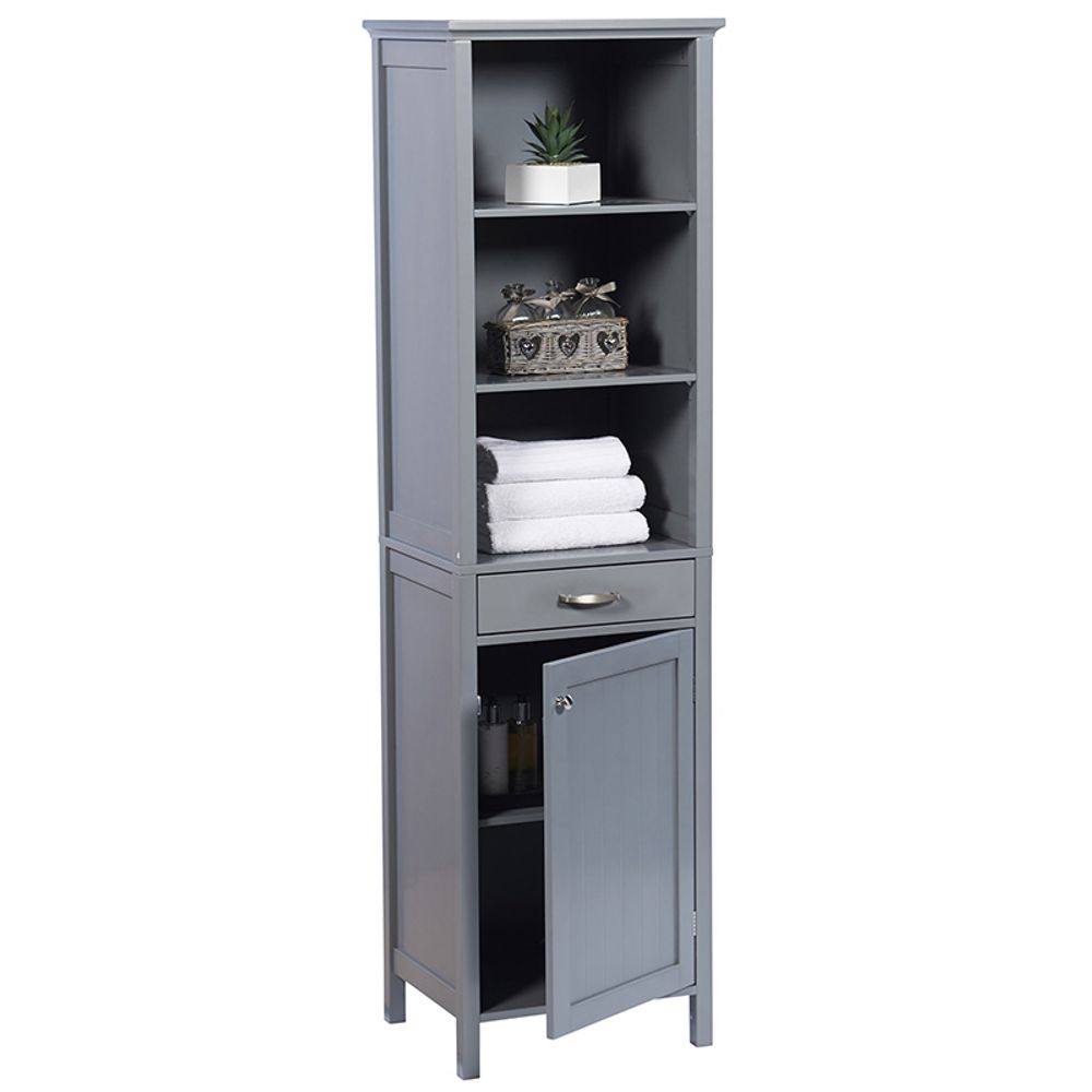 Tall Storage Cabinet - Grey  MDF & Timber - Display Cabinet from Greenhurst