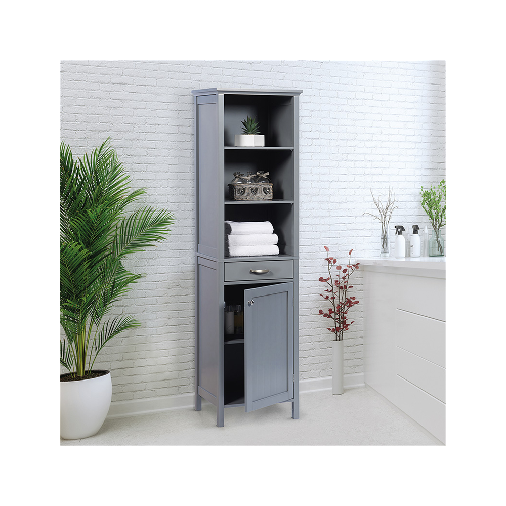 Tall Storage Cabinet - Grey  MDF & Timber - Display Cabinet from Greenhurst