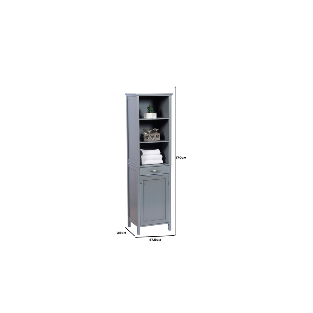 Tall Storage Cabinet - Grey  MDF & Timber - Display Cabinet from Greenhurst