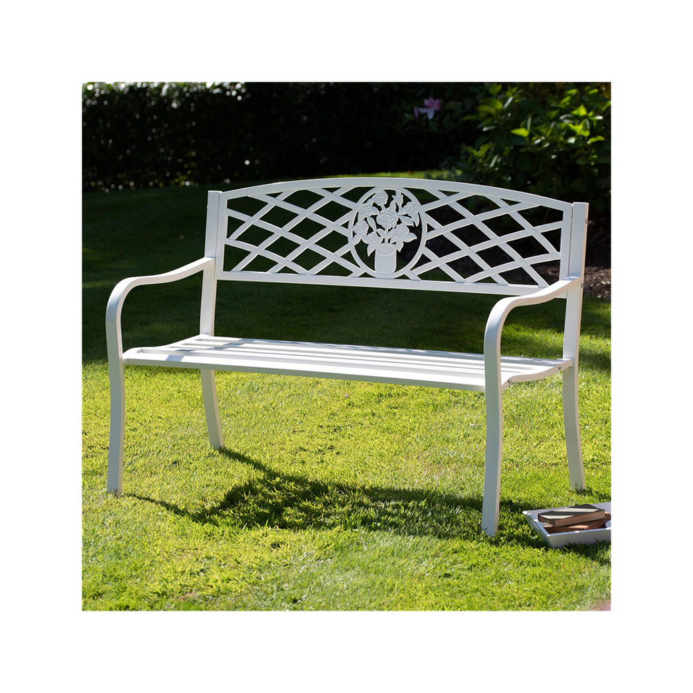 Coalbrookdale White Garden Bench - Garden Chairs from Greenhurst