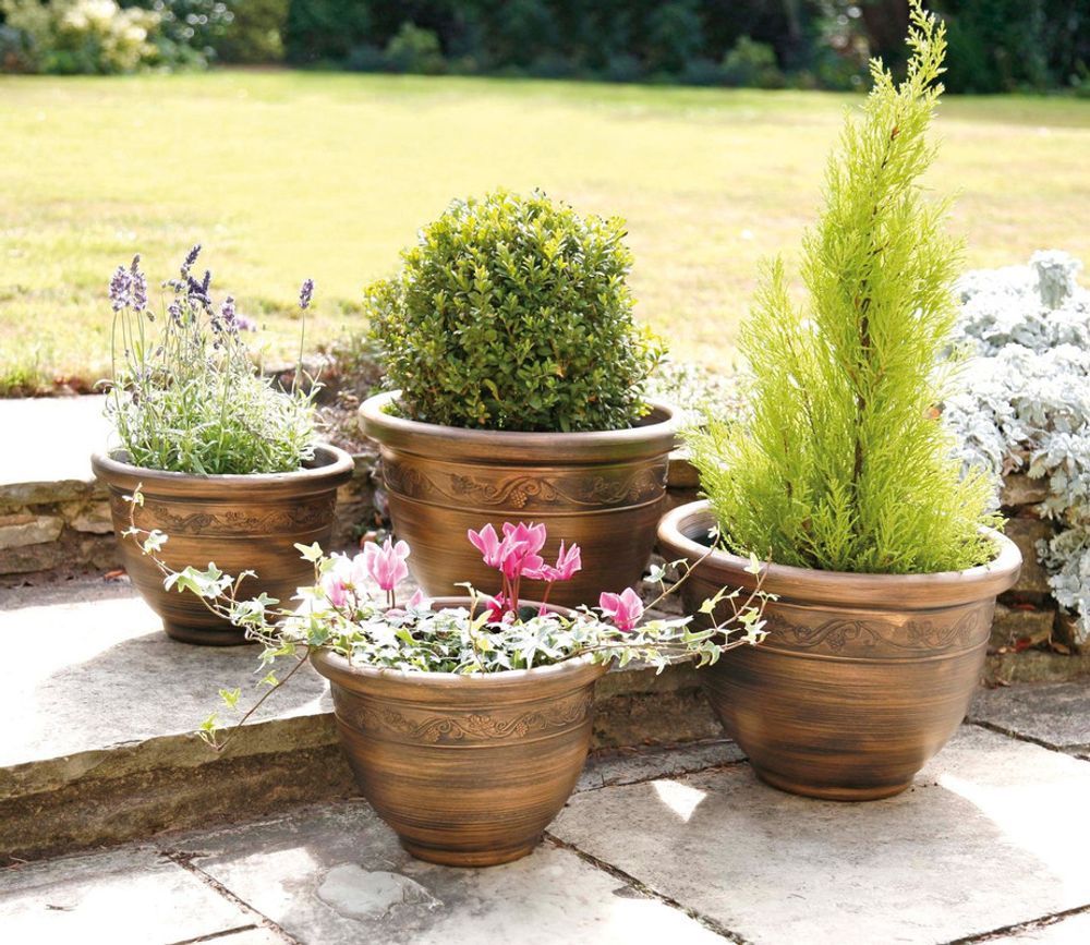 Pack 4 Garden Wenlock Planters - Bronze - Garden Storage from Greenhurst