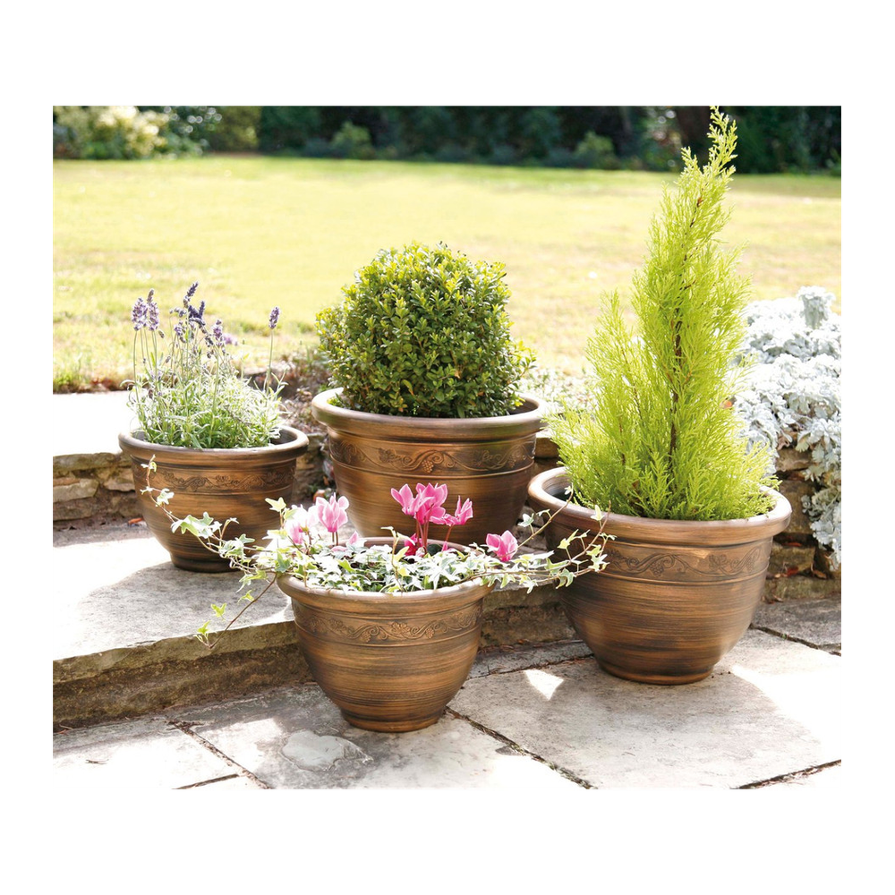 Pack 4 Garden Wenlock Planters - Bronze - Garden Storage from Greenhurst