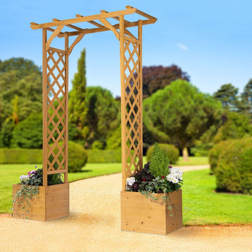 Timber Wooden Arch and Planters Garden - Garden Storage from Greenhurst