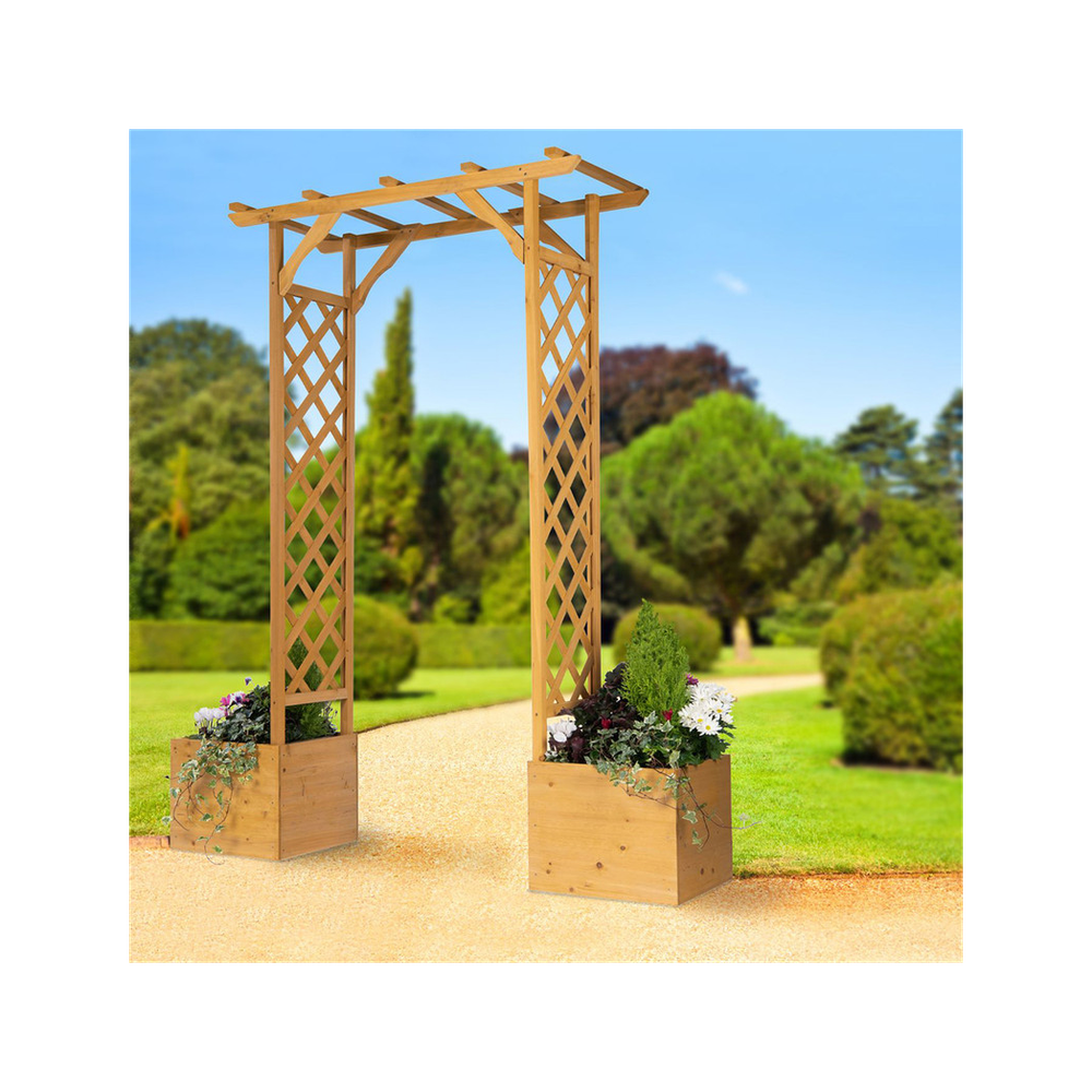 Timber Wooden Arch and Planters Garden - Garden Storage from Greenhurst