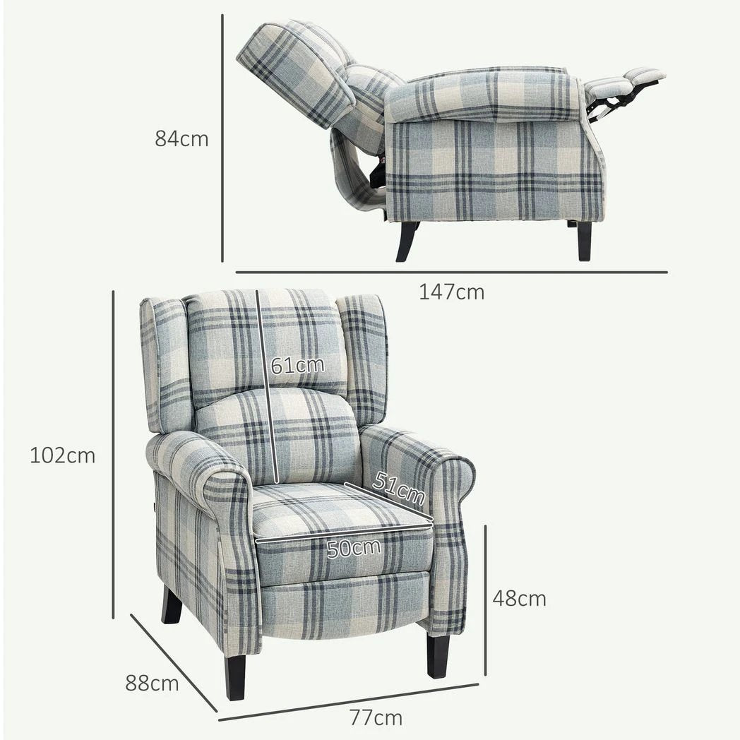 HOMCOM HOMCOM Recliner Chair for Living Room Wingback Chair with Padded Armrest - Recliner