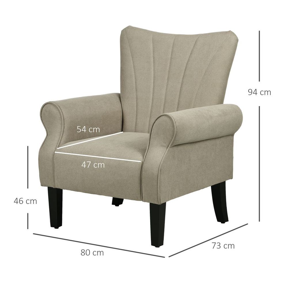 Armchair, Upholstered Modern Accent Chair with Wood Legs, Beige - Accent Chair from HOMCOM